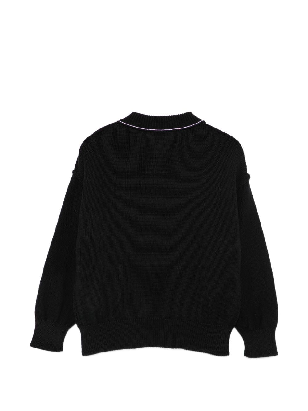 Maglione per bambina Palm Angels Kids nero con logo sul davanti F6PAJGJP155 110 PALM ANGELS KIDS 