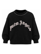 Maglione per bambina Palm Angels Kids nero con logo sul davanti F6PAJGJP155 110 PALM ANGELS KIDS 
