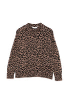 Maglione per bambina Palm Angels Kids marrone con fantasia leopardata F6PAJGJP157 220 PALM ANGELS KIDS 