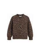 Maglione per bambina Palm Angels Kids marrone con fantasia leopardata F6PAJGJP157 220 PALM ANGELS KIDS 