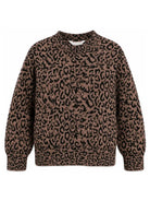 Maglione per bambina Palm Angels Kids marrone con fantasia leopardata F6PAJGJP157 220 PALM ANGELS KIDS 