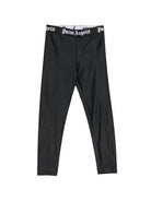Leggings per bambina Palm Angels nero con fascia in vita logo F6PAJGLG127 110 PALM ANGELS KIDS 