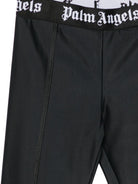 Leggings per bambina Palm Angels nero con fascia in vita logo F6PAJGLG127 110 PALM ANGELS KIDS 