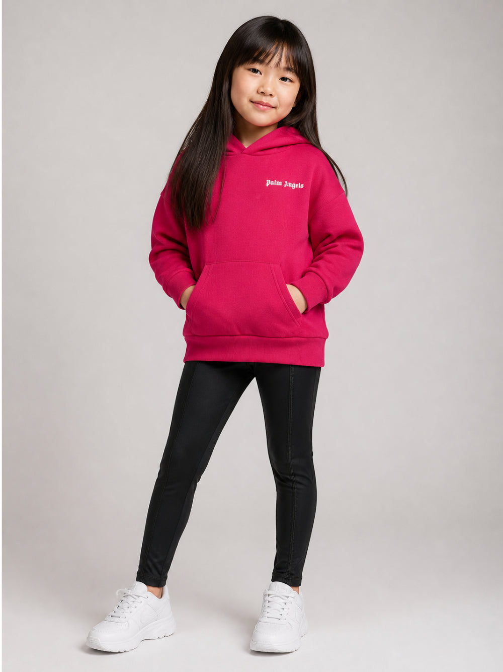 Leggings per bambina Palm Angels nero con fascia in vita logo F6PAJGLG127 110 PALM ANGELS KIDS 