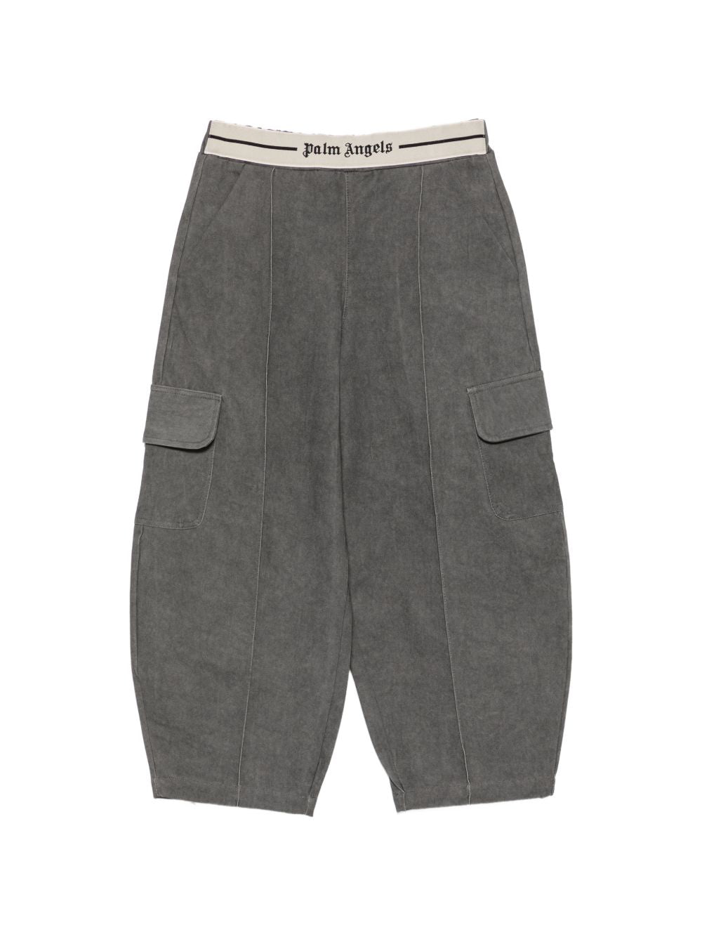 Pantaloni cargo per bambina Palm Angels Kids grigi con vita logo F6PAJGPA138 110 PALM ANGELS KIDS 