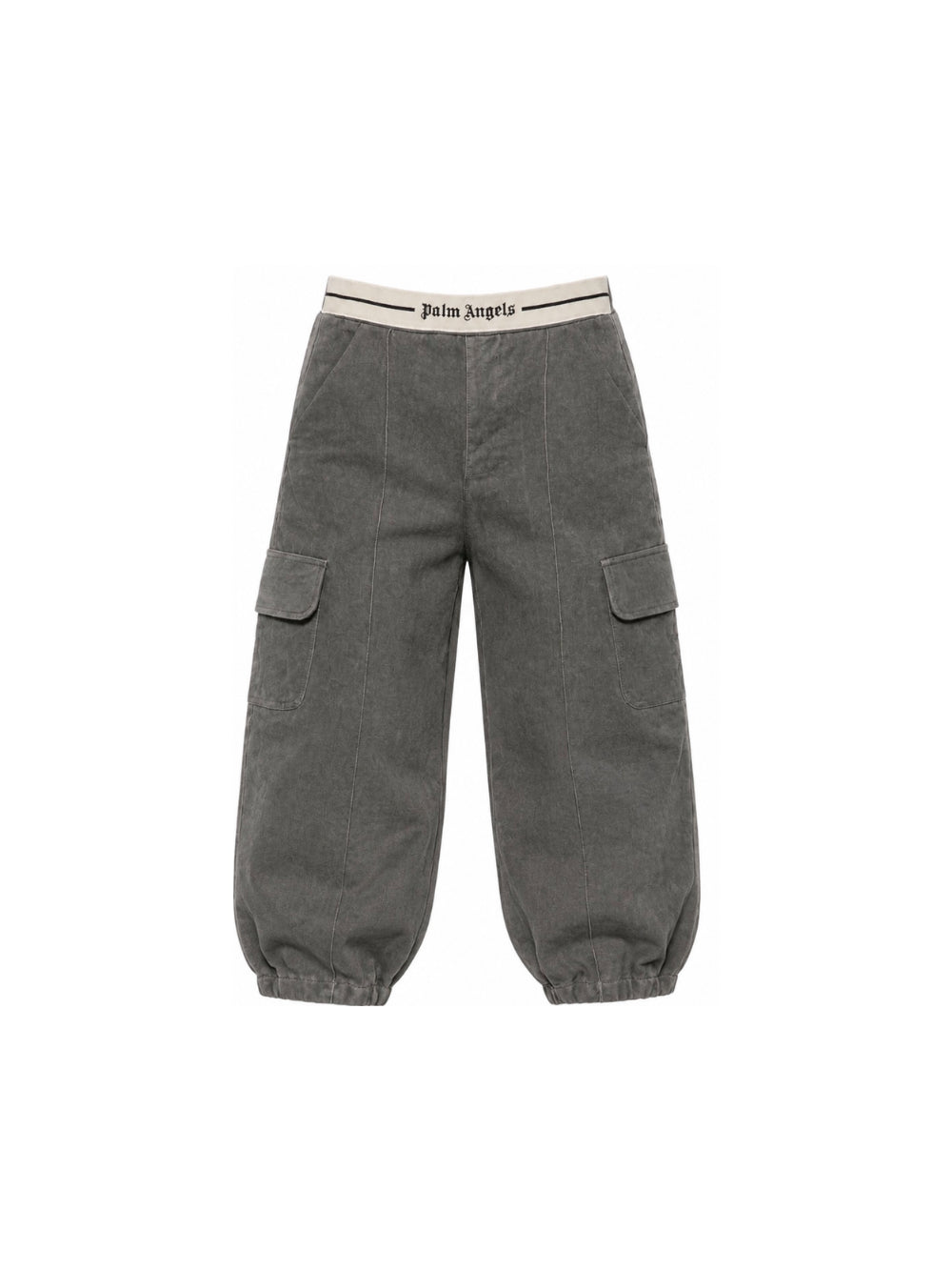 Pantaloni cargo per bambina Palm Angels Kids grigi con vita logo F6PAJGPA138 110 PALM ANGELS KIDS 