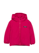 Piumino con cappuccio per bambina Palm Angels Kids fucsia con logo F6PAJGPF010 402 PALM ANGELS KIDS 