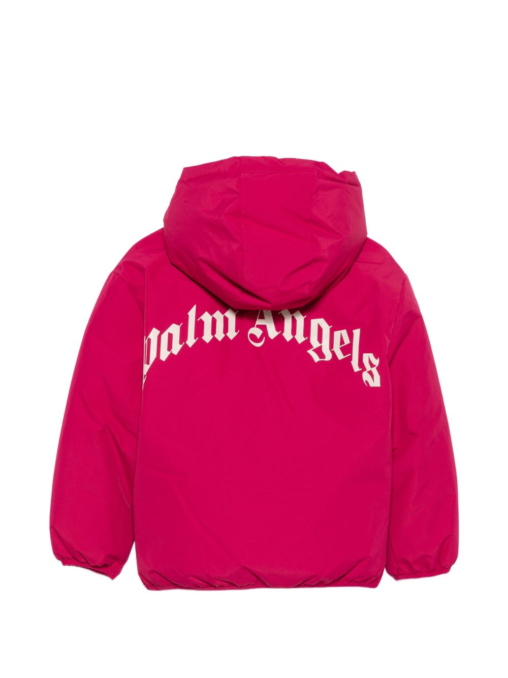 Piumino con cappuccio per bambina Palm Angels Kids fucsia con logo F6PAJGPF010 402 PALM ANGELS KIDS 