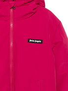 Piumino con cappuccio per bambina Palm Angels Kids fucsia con logo F6PAJGPF010 402 PALM ANGELS KIDS 