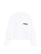 Camicia corta per bambina Palm Angels Kids bianca con patch logo F6PAJGSI168 002 PALM ANGELS KIDS 