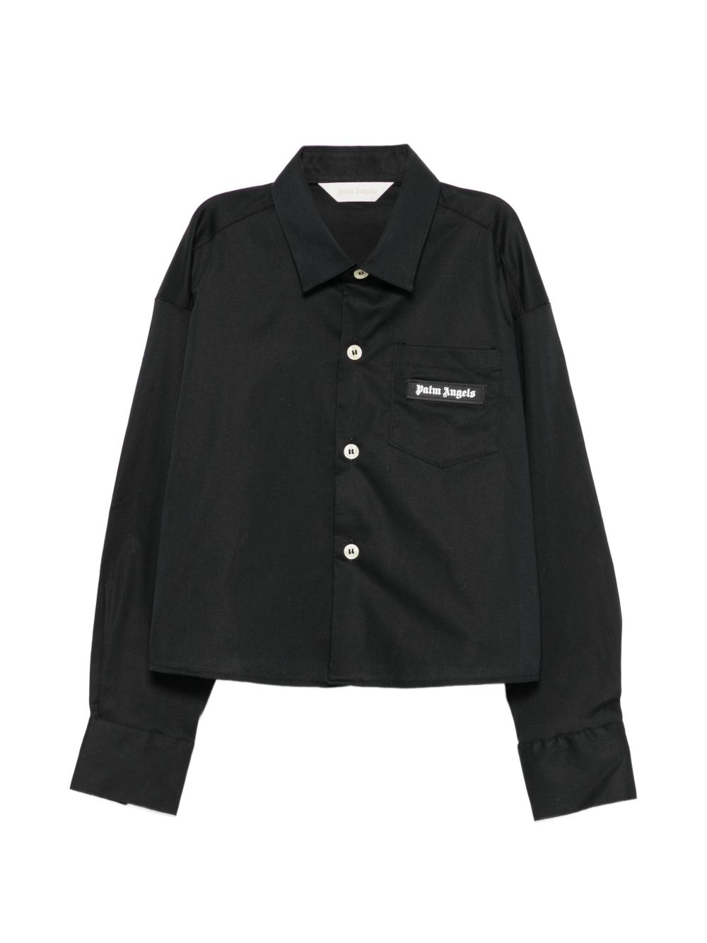 Camicia corta per bambina Palm Angels Kids nera con patch logo F6PAJGSI168 110 PALM ANGELS KIDS 
