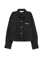 Camicia corta per bambina Palm Angels Kids nera con patch logo F6PAJGSI168 110 PALM ANGELS KIDS 