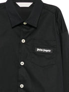 Camicia corta per bambina Palm Angels Kids nera con patch logo F6PAJGSI168 110 PALM ANGELS KIDS 