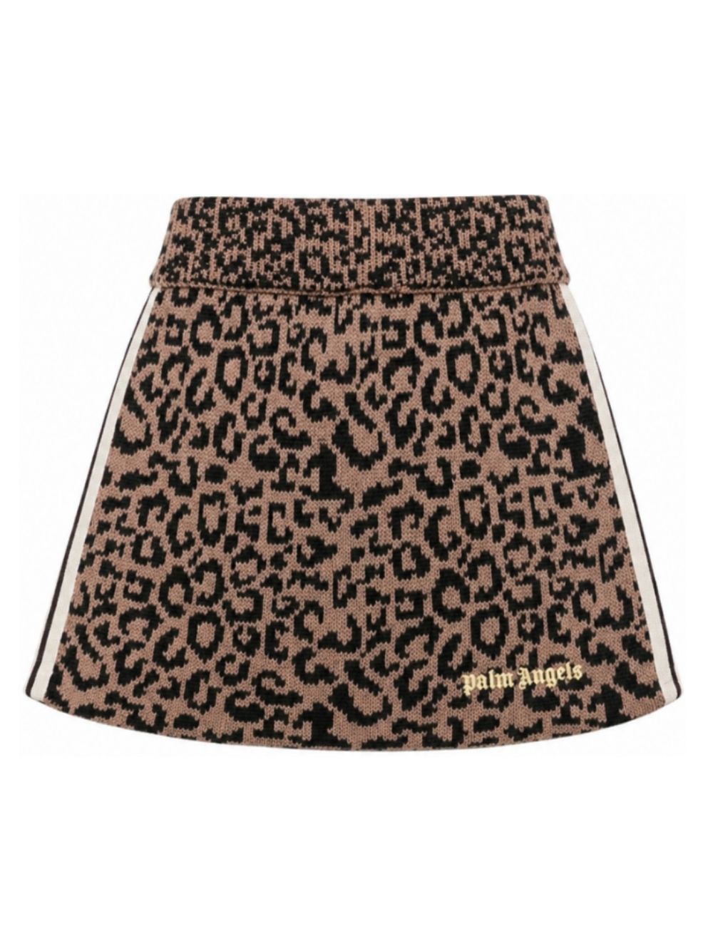 Minigonna per bambina Palm Angels Kids marone con fantasia leopardata F6PAJGSK158 220 PALM ANGELS KIDS 