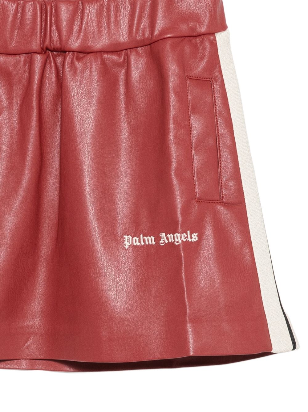 Minigonna per bambina Palm Angels rossa a righe laterali con stampa logo F6PAJGSK167 402 PALM ANGELS KIDS 