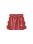 Minigonna per bambina Palm Angels rossa a righe laterali con stampa logo F6PAJGSK167 402 PALM ANGELS KIDS 