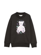 Felpa per bambina Palm Angels Kids nera con stampa grafica F6PAJGSW080 110 PALM ANGELS KIDS 