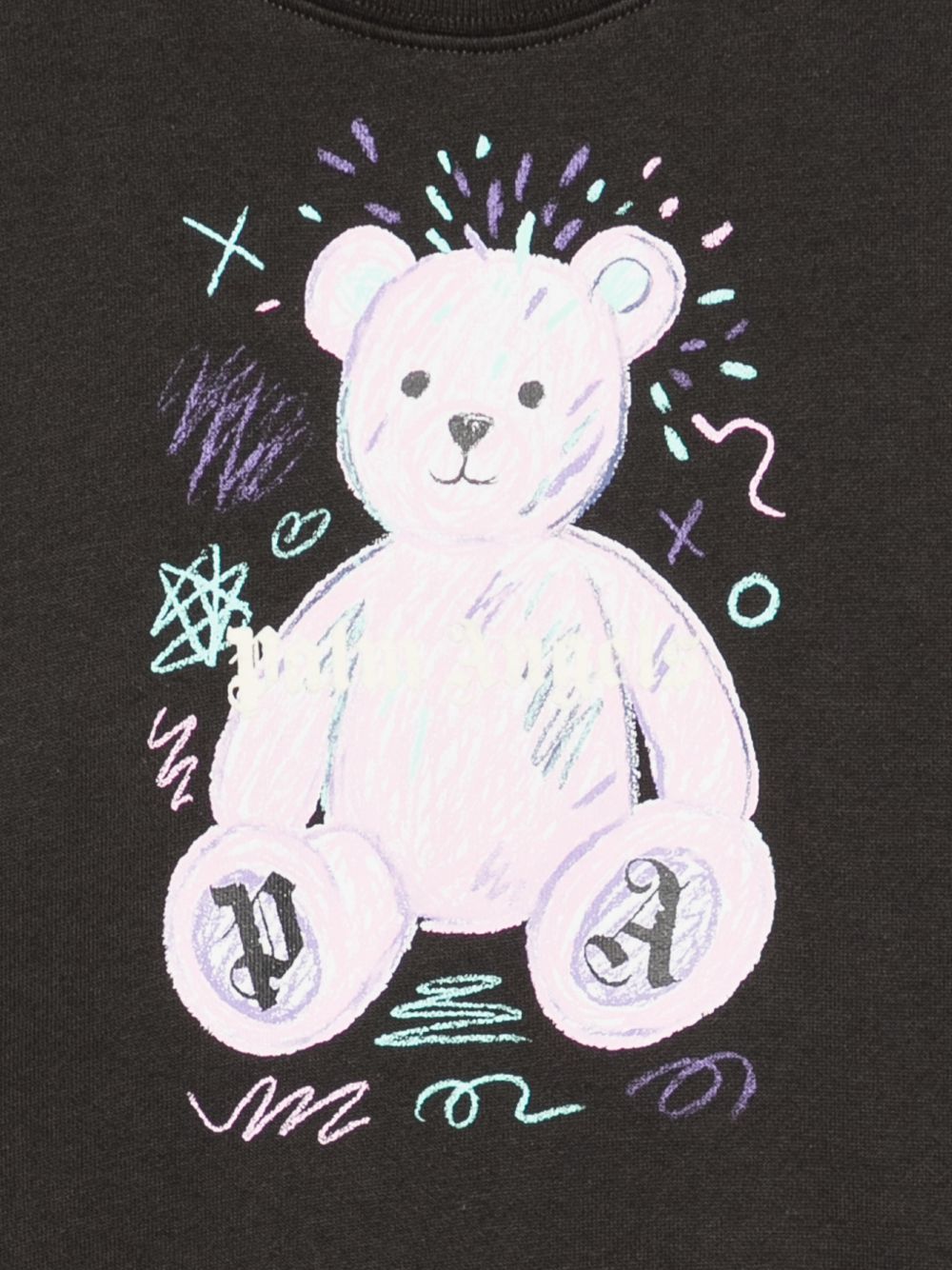 Felpa per bambina Palm Angels Kids nera con stampa grafica F6PAJGSW080 110 PALM ANGELS KIDS 