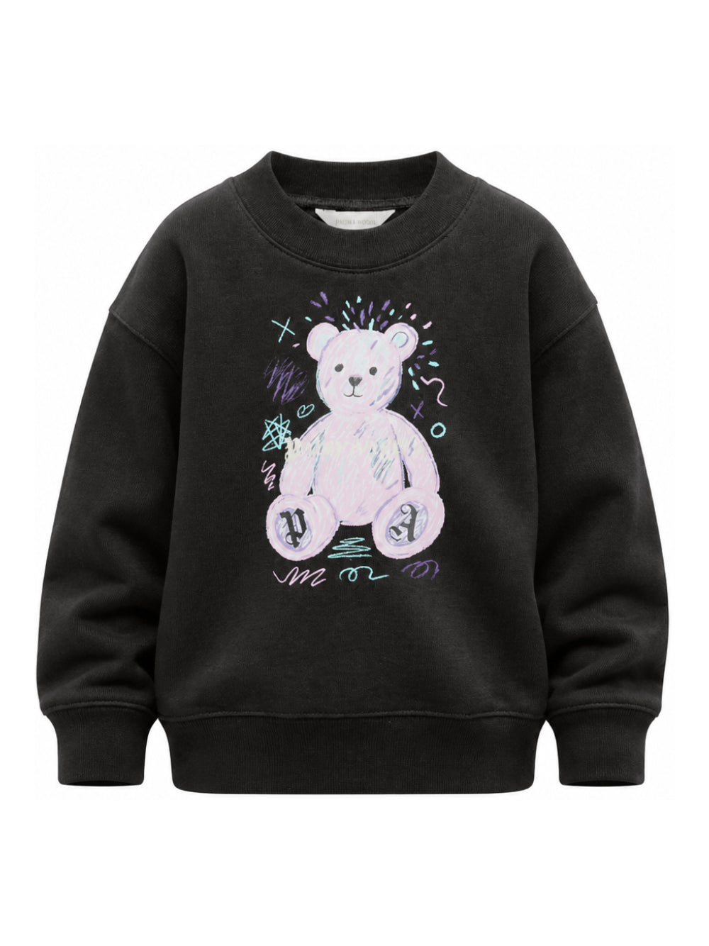 Felpa per bambina Palm Angels Kids nera con stampa grafica F6PAJGSW080 110 PALM ANGELS KIDS 