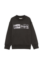 Felpa per bambina Palm Angels Kids nera con stampa grafica F6PAJGSW088 110 PALM ANGELS KIDS 