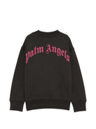 Felpa per bambina Palm Angels Kids grigia con logo sul davanti F6PAJGSW143 110 PALM ANGELS KIDS 