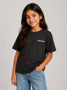 T-shirt per bambina Palm Angels Kids nera con dettaglio logo F6PAJGTH034 110 PALM ANGELS KIDS 