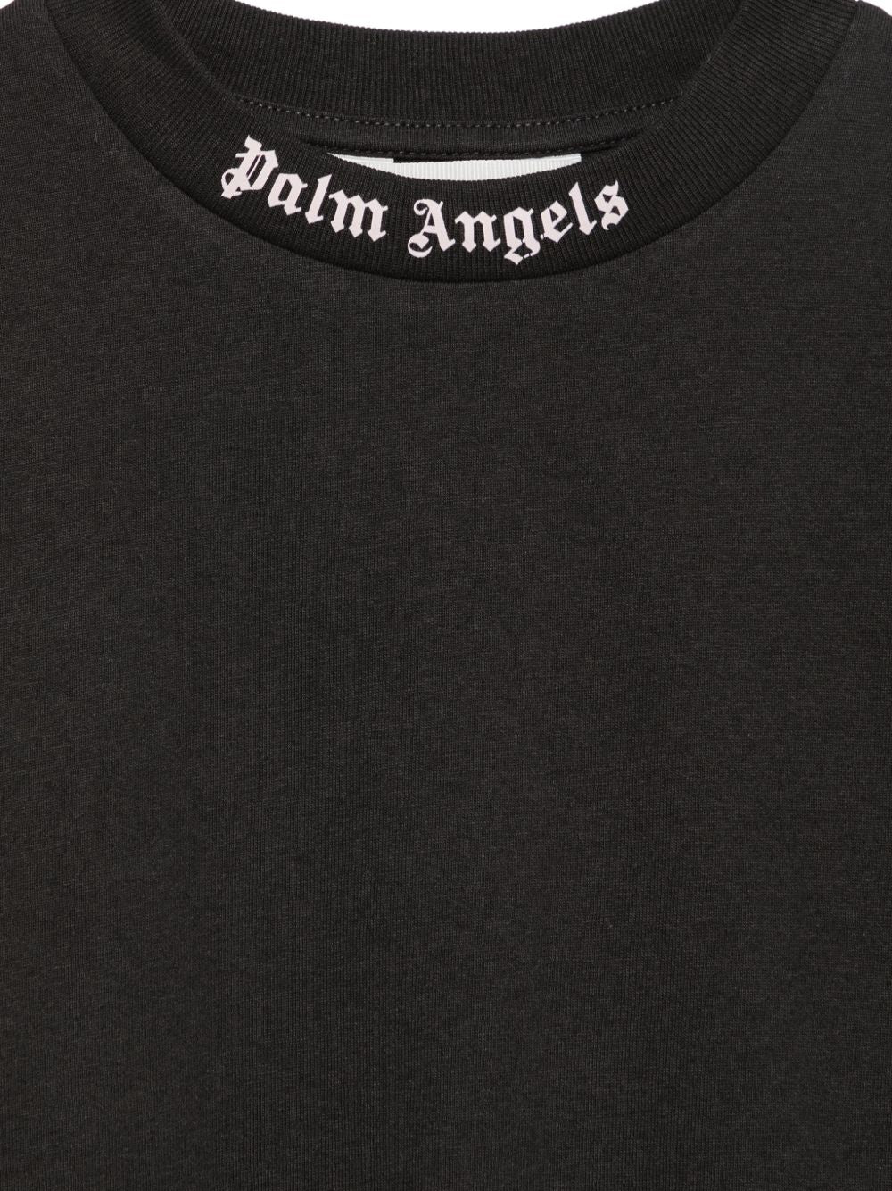 T-shirt per bambina Palm Angels Kids nera con stampa logo F6PAJGTH064 110 PALM ANGELS KIDS 
