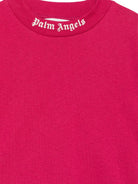 T-shirt per bambina Palm Angels Kids fucsia con stampa logo F6PAJGTH064 402 PALM ANGELS KIDS 