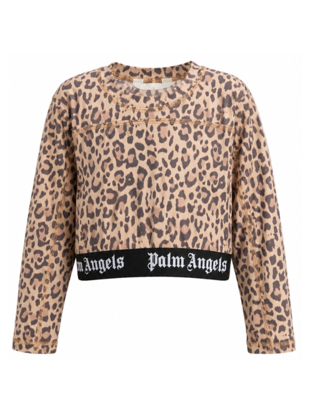 T-shirt per bambina Palm Angels Kids marrone con fascia elasticizzata con logo F6PAJGTH124 220 PALM ANGELS KIDS 