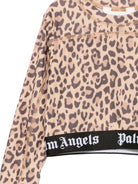 T-shirt per bambina Palm Angels Kids marrone con fascia elasticizzata con logo F6PAJGTH124 220 PALM ANGELS KIDS 