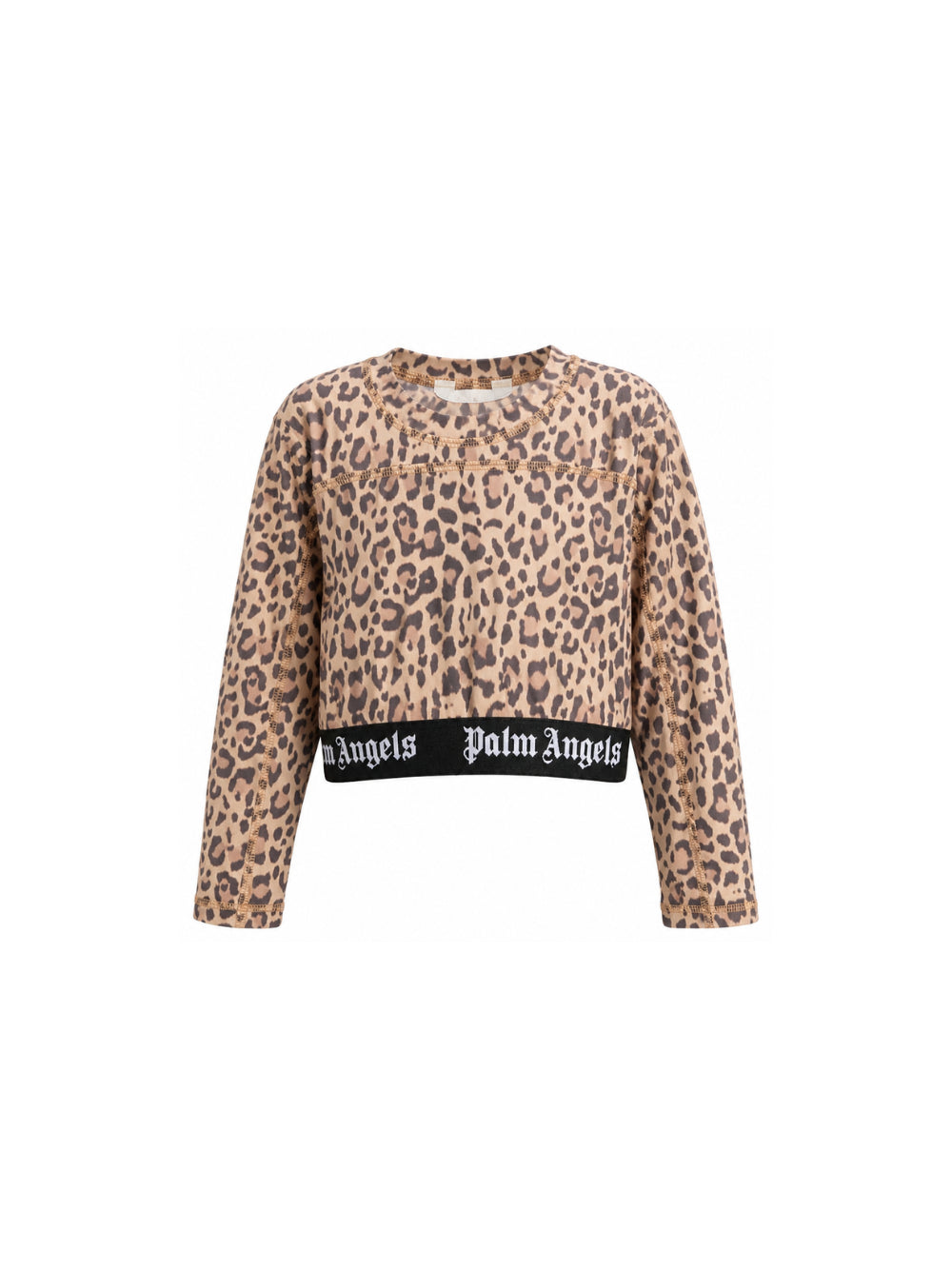 T-shirt per bambina Palm Angels Kids marrone con fascia elasticizzata con logo F6PAJGTH124 220 PALM ANGELS KIDS 