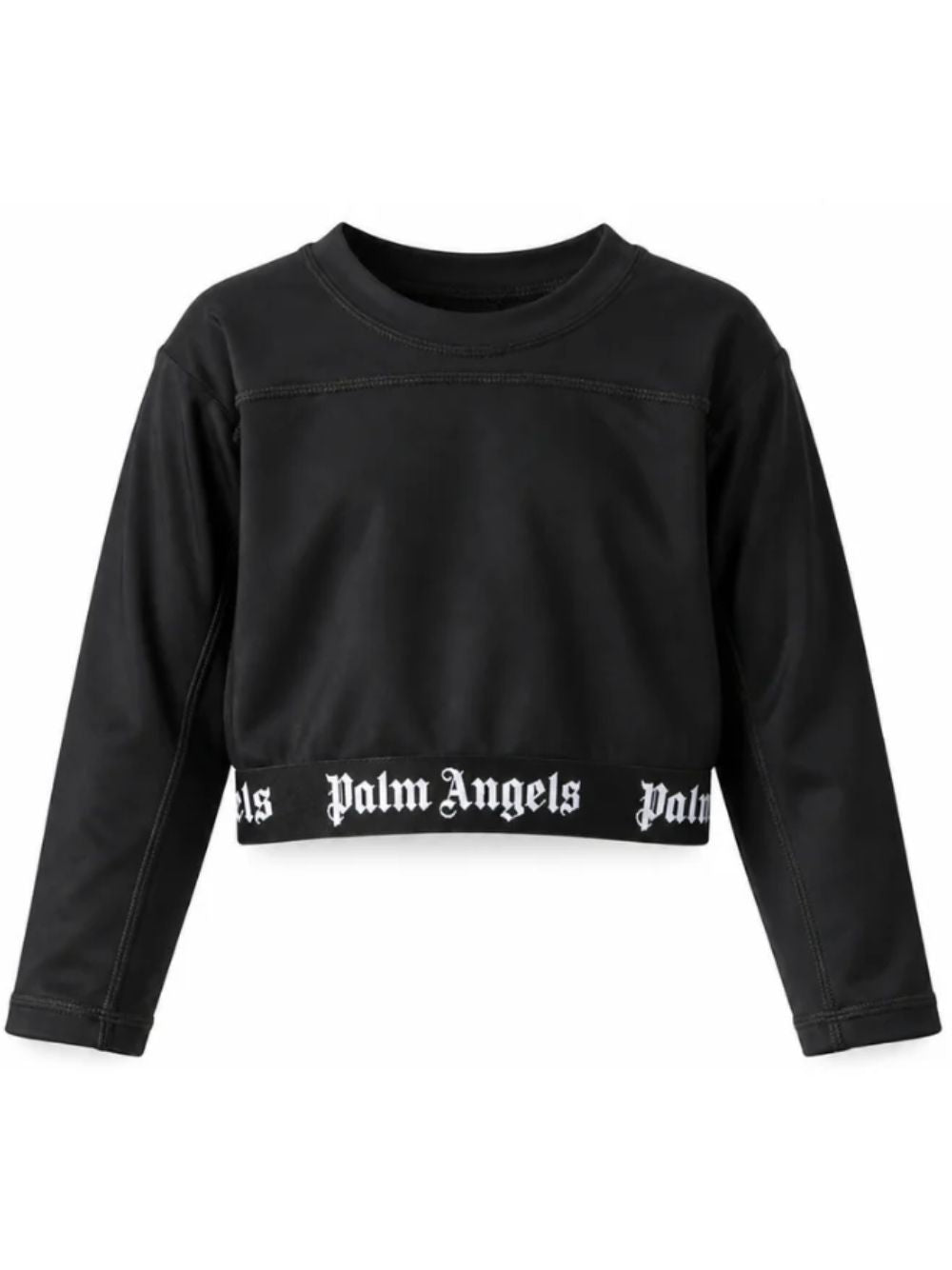 T-shirt per bambina Palm Anegels Kids nera con fascia elasticizzata con logo F6PAJGTH125 110 PALM ANGELS KIDS 