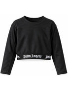 T-shirt per bambina Palm Anegels Kids nera con fascia elasticizzata con logo F6PAJGTH125 110 PALM ANGELS KIDS 