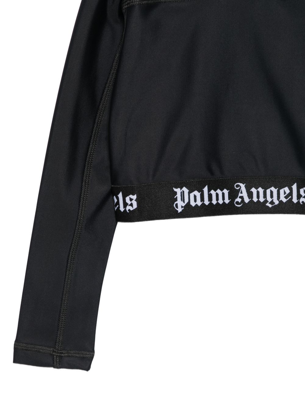 T-shirt per bambina Palm Anegels Kids nera con fascia elasticizzata con logo F6PAJGTH125 110 PALM ANGELS KIDS 