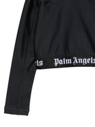 T-shirt per bambina Palm Anegels Kids nera con fascia elasticizzata con logo F6PAJGTH125 110 PALM ANGELS KIDS 