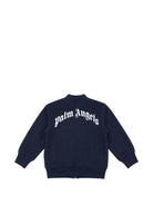 Felpa per neonato Palm Angels Kids blu con logo stampato sul davanti F6PANBJK211 126 PALM ANGELS KIDS 
