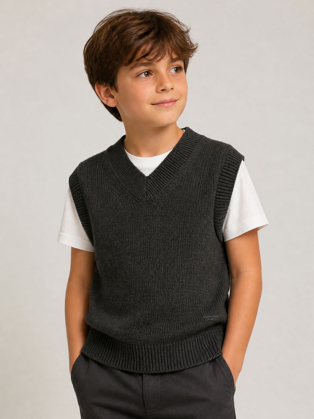 Gilet per bambino Paolo Pecora Kids grigio con trama a coste PP4401 GRIGM PAOLO PECORA KIDS 