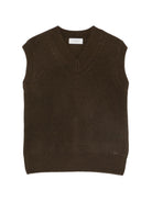 Gilet per bambino Paolo Pecora Kids marrone con trama a coste PP4401 WENGH PAOLO PECORA KIDS 