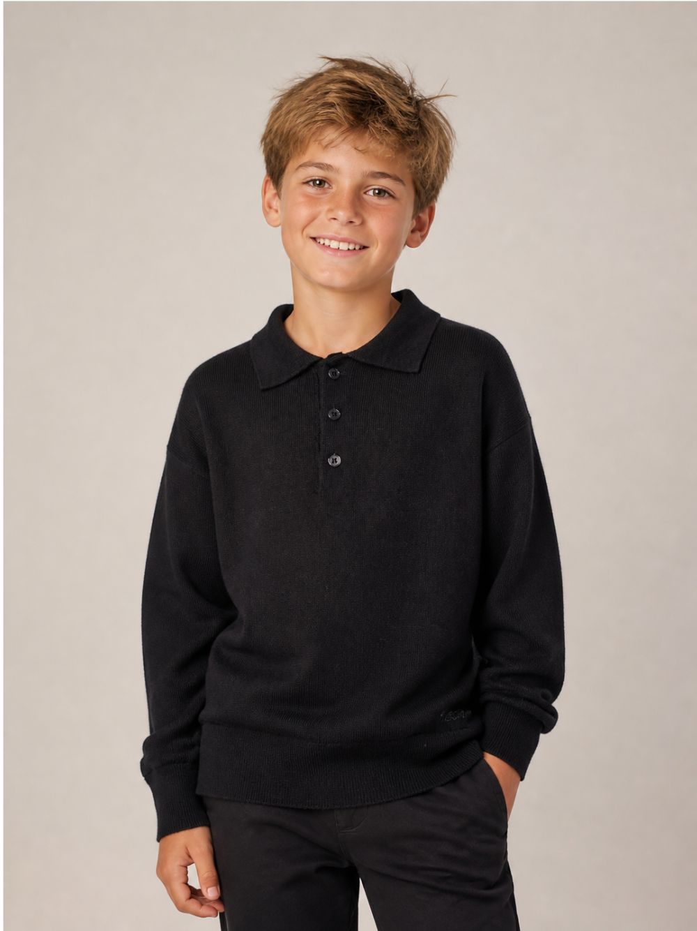 Maglione per bambino Paolo Pecora Kids blu con colletto stile polo PP4404 BLU PAOLO PECORA KIDS 
