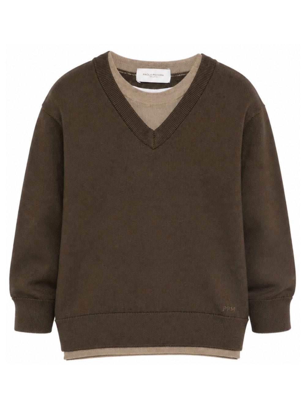 Maglione per bambino Paolo Pecora Kids marrone scuro a effetto stratificato PP4406 WENGH PAOLO PECORA KIDS 
