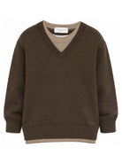Maglione per bambino Paolo Pecora Kids marrone scuro a effetto stratificato PP4406 WENGH PAOLO PECORA KIDS 