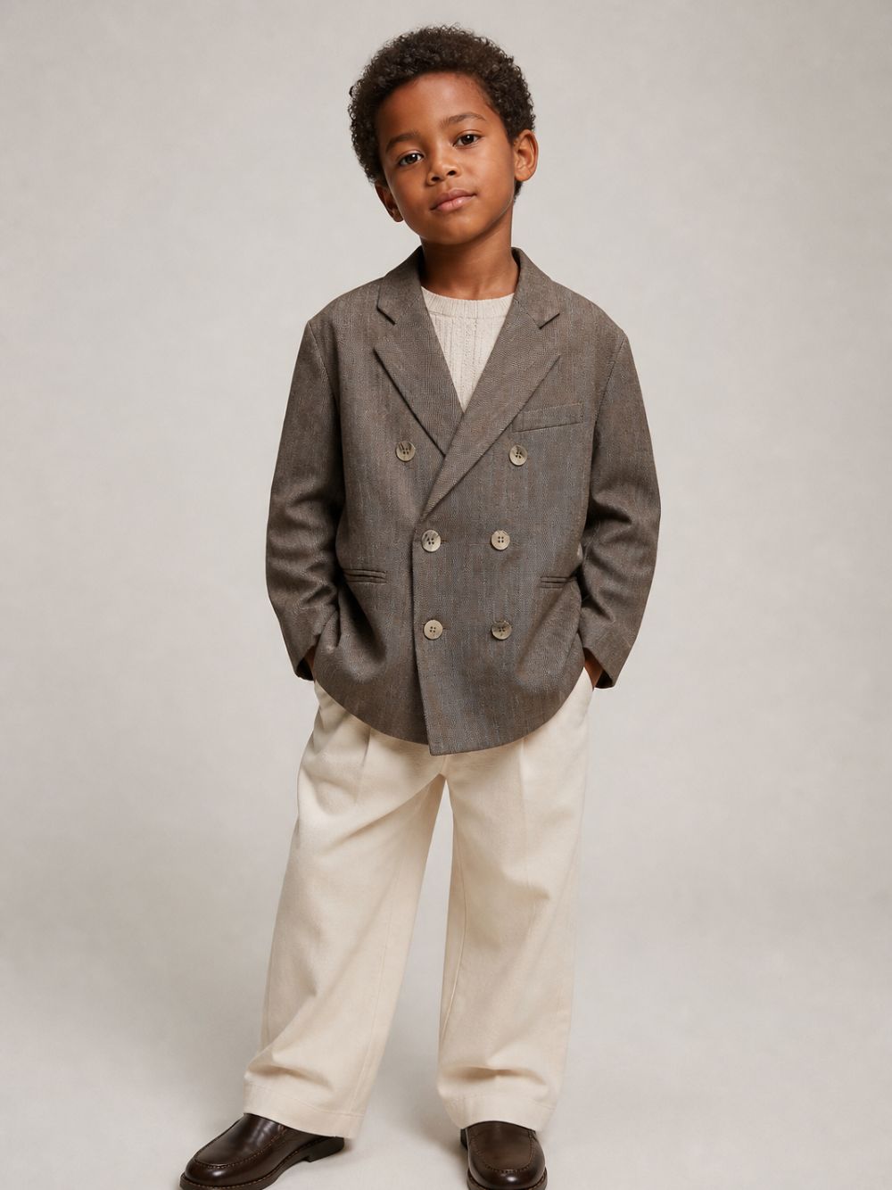 Blazer doppiopetto per bambino Paolo Pecora Kids marrone con revers classici PP4419 WENGH PAOLO PECORA KIDS 