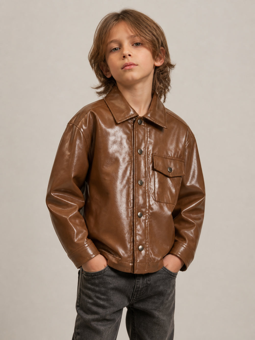 Giubbino per bambino Paolo Pecora Kids marrone con chiusura a bottoni PP4463 CAMME PAOLO PECORA KIDS 