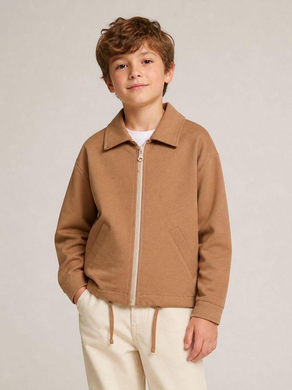 Giubbino per bambino Paolo Pecora Kids marrone chiusura con zip PP4494 CAMME PAOLO PECORA KIDS 