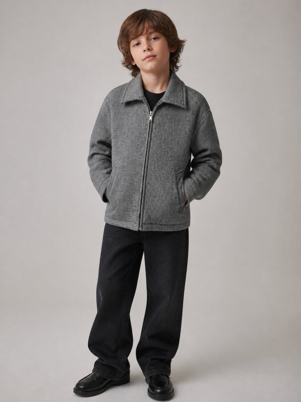Giubbino per bambino Paolo Pecora Kids grigio motivo a spina di pesce PP4497 GRIGI PAOLO PECORA KIDS 