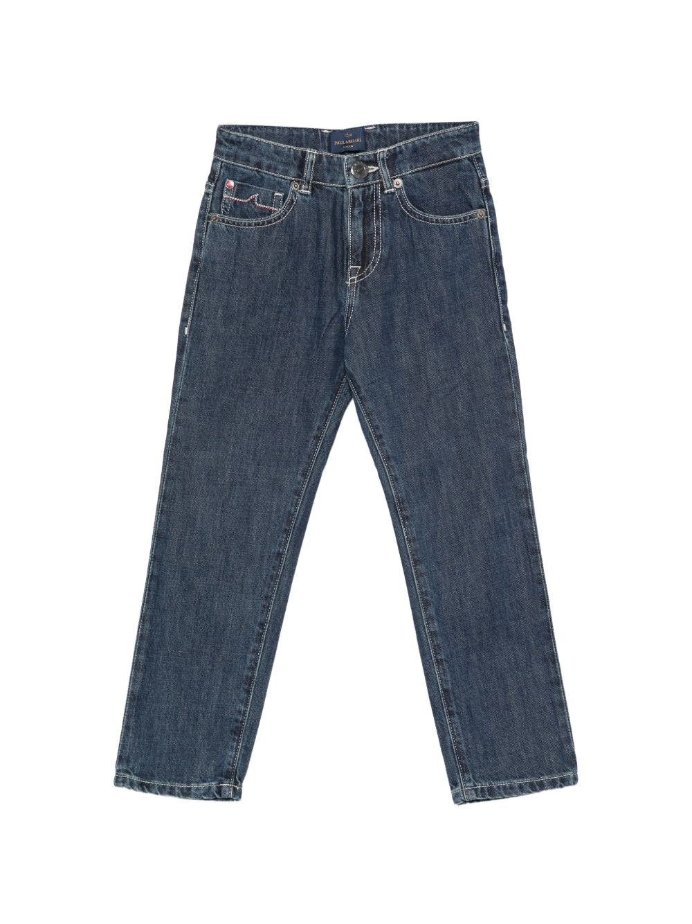 Jeans per bambino Paul & Shark Kids blu con cuciture a contrasto WMP00BL0E49 40086 PAUL & SHARK KIDS 