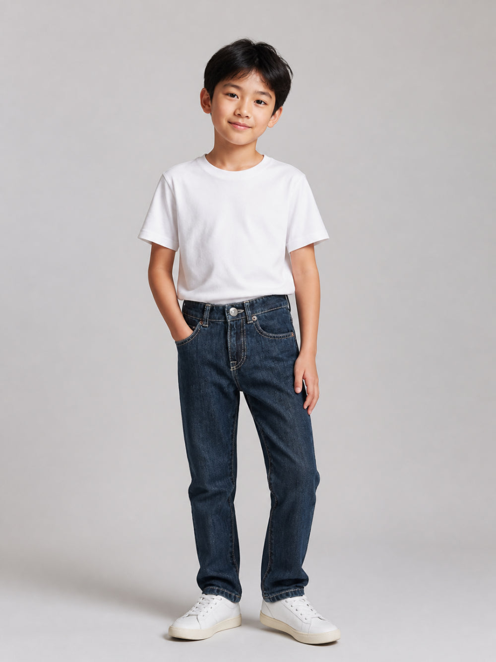 Jeans per bambino Paul & Shark Kids blu con cuciture a contrasto WMP00BL0E49 40086 PAUL & SHARK KIDS 