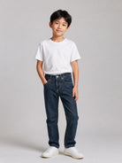 Jeans per bambino Paul & Shark Kids blu con cuciture a contrasto WMP00BL0E49 40086 PAUL & SHARK KIDS 