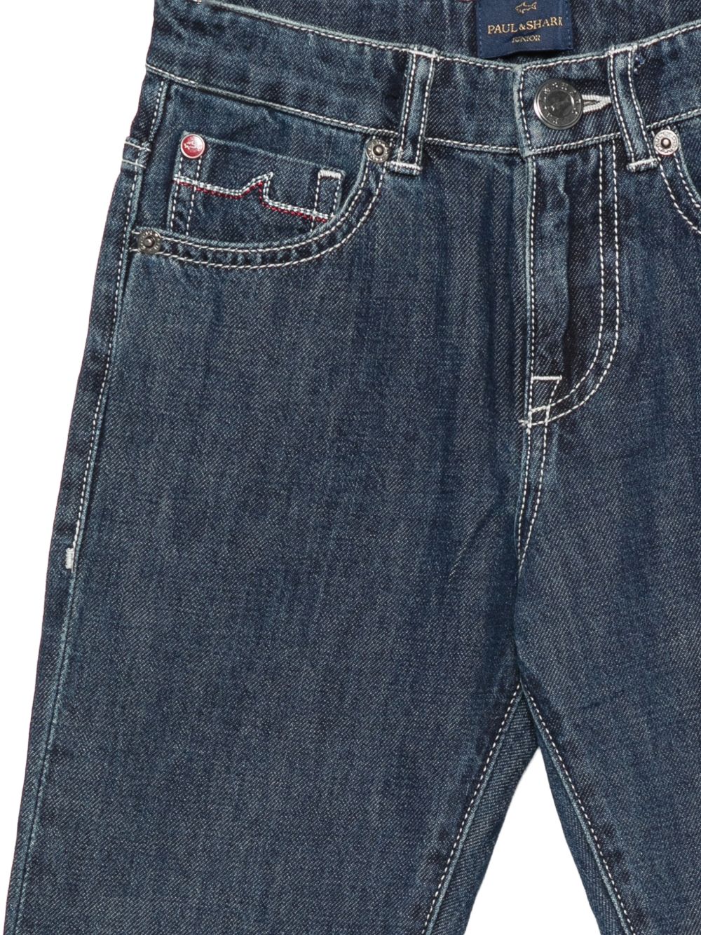 Jeans per bambino Paul & Shark Kids blu con cuciture a contrasto WMP00BL0E49 40086 PAUL & SHARK KIDS 