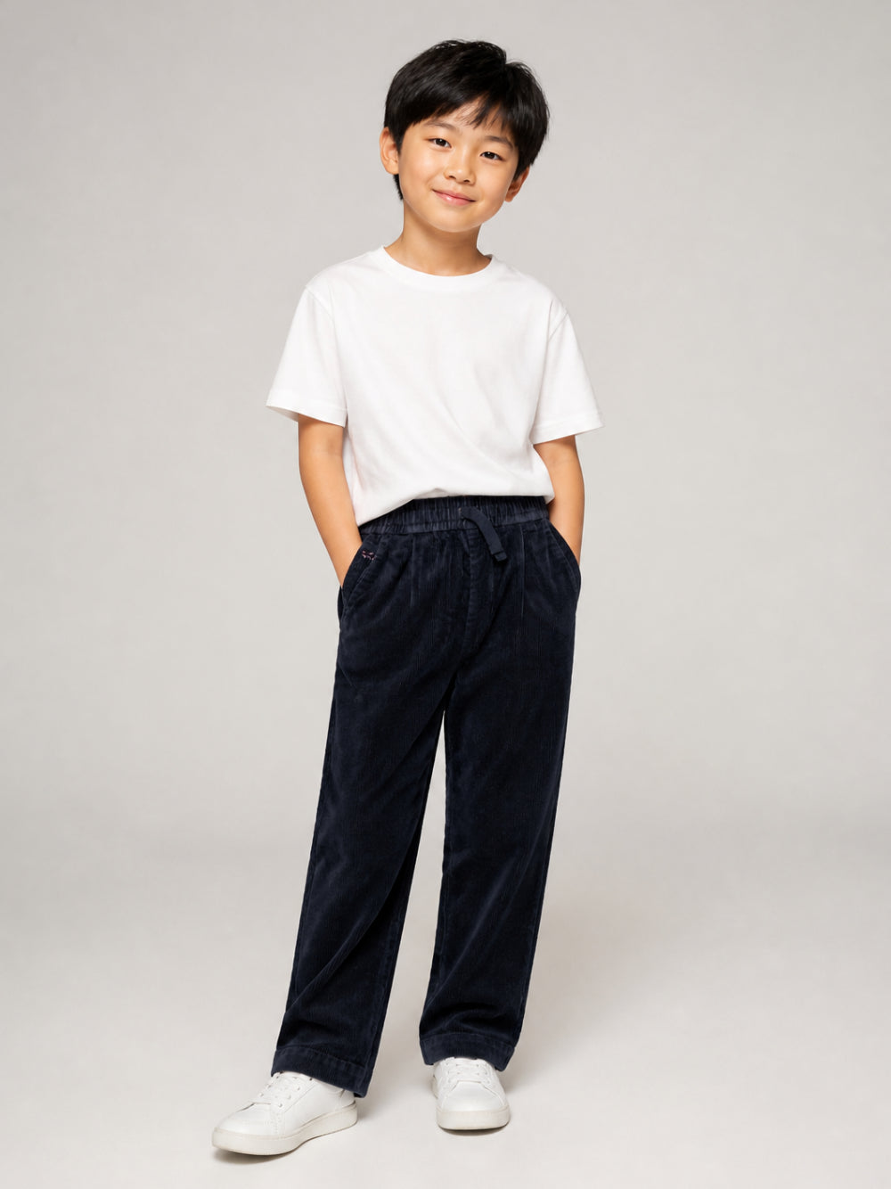 Pantaloni per bambino Paul & Shark Kids blu con tessuto a coste WUP00CLVA07 42370 PAUL & SHARK KIDS 